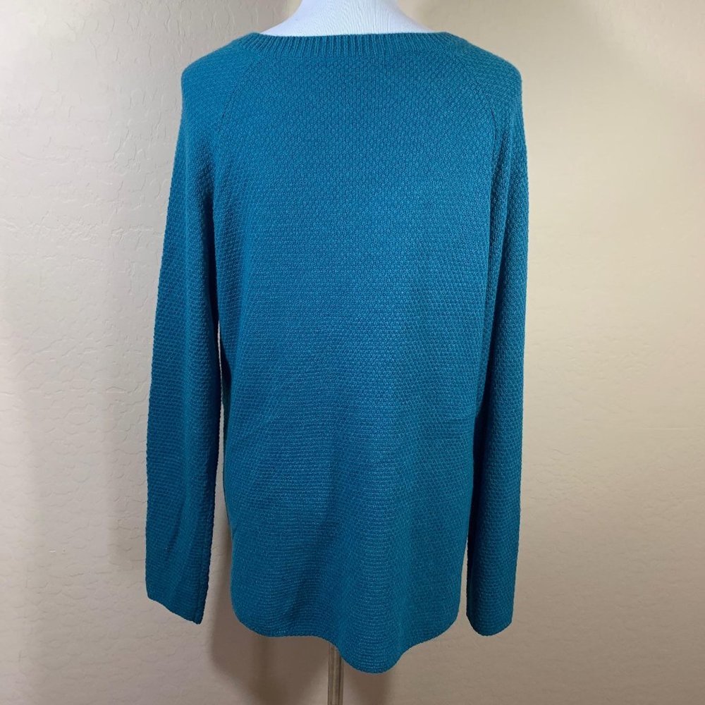 89th and Madison Knit Sweater Large Teal LS VNeck - Picture 7 of 7
